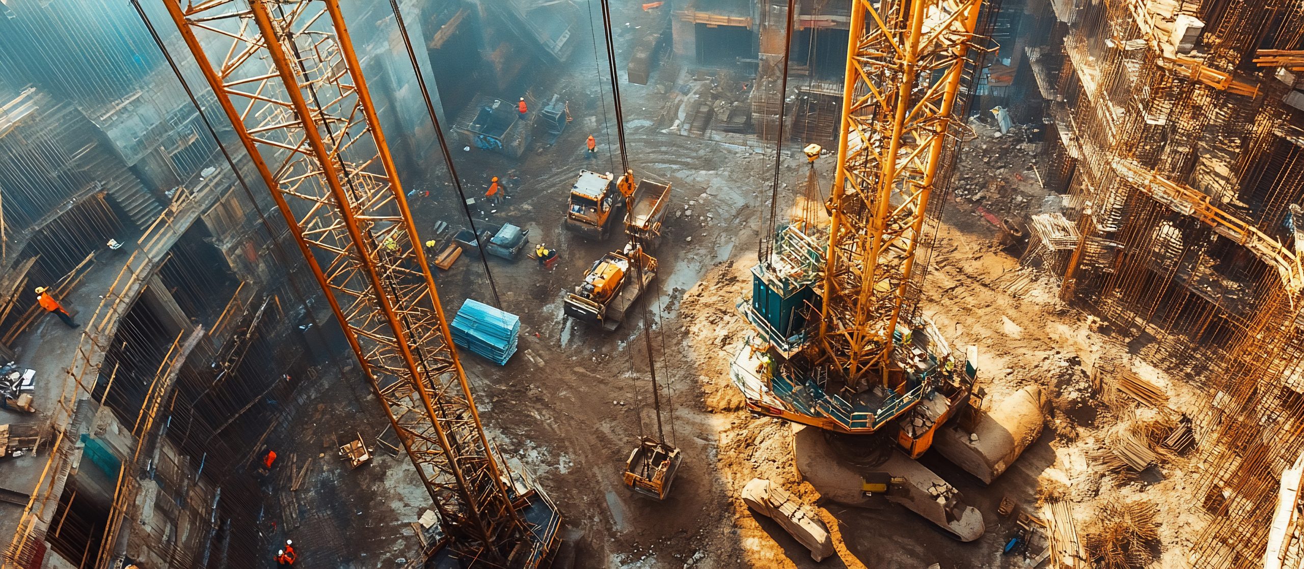 Inicio aerial view of a construction site: urban development in progress